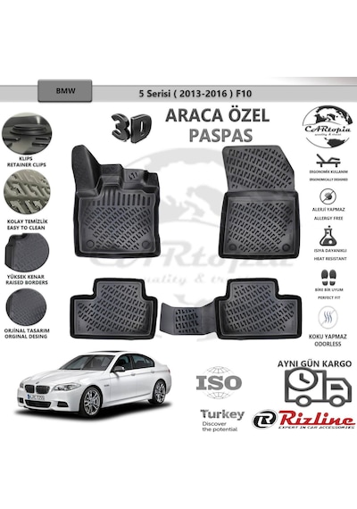 Bmw 5 Serisi F10 / 2013 Sonrası / Siyah / Rizline Paspa