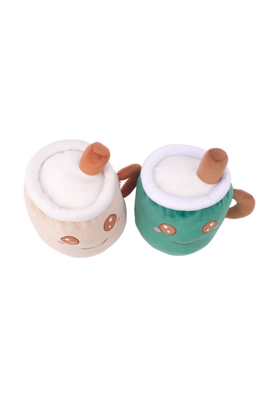 2 Li Peluş Kahve Bardağı Kupa Sevimli Hediyelik Oyuncak Yeşil-bej Yeşil