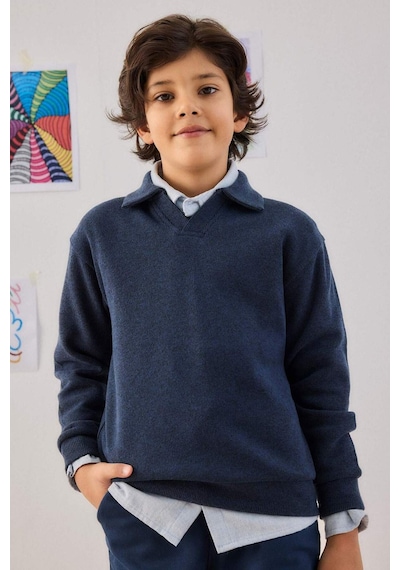 Defacto Erkek Çocuk Apaş Yaka Sweatshirt G3672a825cwnv256 Lacivert-nv256