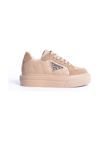 Prag Bağcıklı Ortopedik Taban Desenli Kadın Sneaker Ayakkabı Tt Ten