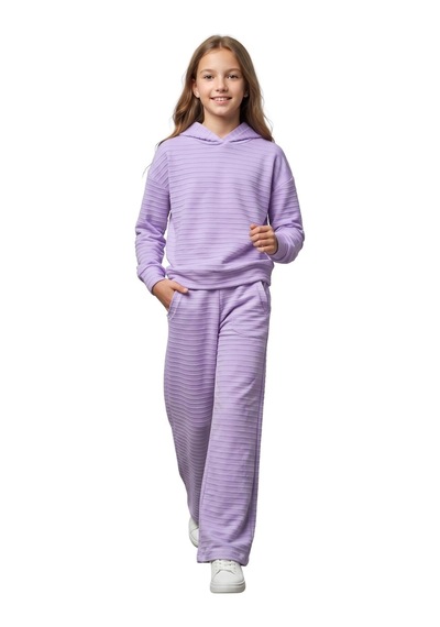 New Kids Kız Takım Çocuk Kapşonlu Uzun Kol Lila Detaylı Kız Takım -91233