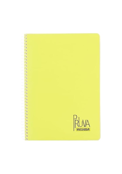 A4 Pet Spiralli Karton Kapaklı Defter 144 Yaprak - Çizgili - Sarı 103 Ivory