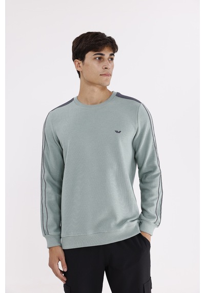 Rowinger Selanik Doku Yumuşak Tutuşlu Rahat Kalıp Yuvarlak Yaka Esnek Manşetli Sweatshirt Çağla