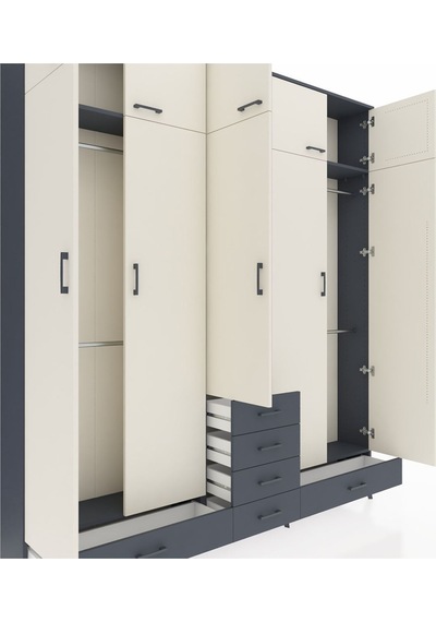 Arges Dolap 6 Raflı 6 Çekmeceli 4 Askılı 220x30x243 Antrasit-aytaşı/antrasit Aytası/antrasıt Arges Dolap 6 Raflı 6 Çekmeceli 4 Askılı 220x30x243 Antrasit-aytaşı/antrasit Aytası/antrasıt