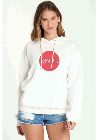 Nasa Mars Baskılı Beyaz Kadın Kapşonlu Sweatshirt (534772758)