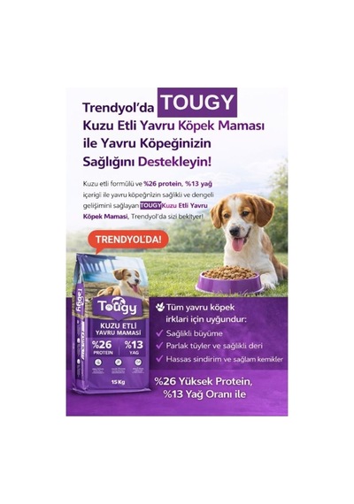 Tougy Kuzu Etli En İyi Yavru Köpek Maması 15 Kg %26 Protein %13 Yağ Hassas Sindirim,