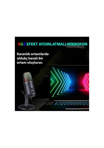 Profesyonel Kardioid Rgb Oyuncu Podcast Mikrofonu Kablolu Stüdyo Kayıt Mikrofonu, Yayın & Oyun Uyumlu