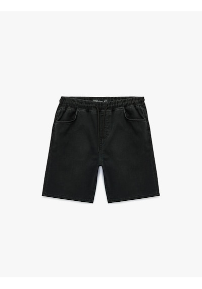 Koton Denim Bermuda Siyah Erkek Şort 6sam40039nd