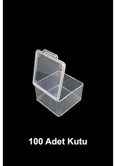 Plastik Şeffaf Küçük Kutu 4.5 x 4.5 x 2.5 CM 100 Adet Şeffaf