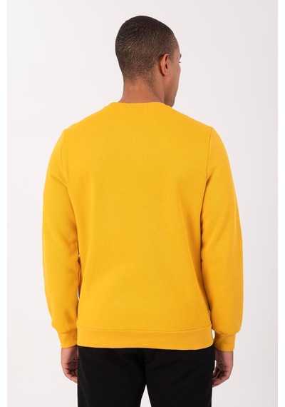 Maraton Sportswear Comfort Erkek Bisiklet Yaka Takma Kol Basic Sarı Sweatshirt 21836-sarı