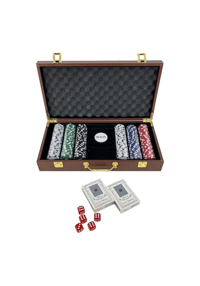 Deri Çantalı Poker Seti 300 Parça Chip Ve 2 İskambil Kağıdı Destesi