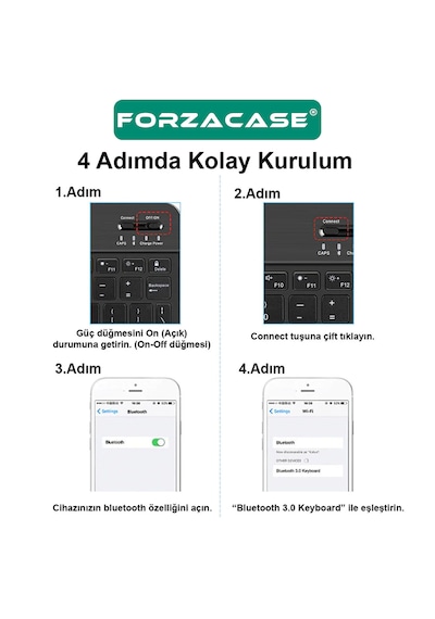 Tablet Telefon İçin Kare Tuş Bluetooth Klavye - Fc755 Beyaz