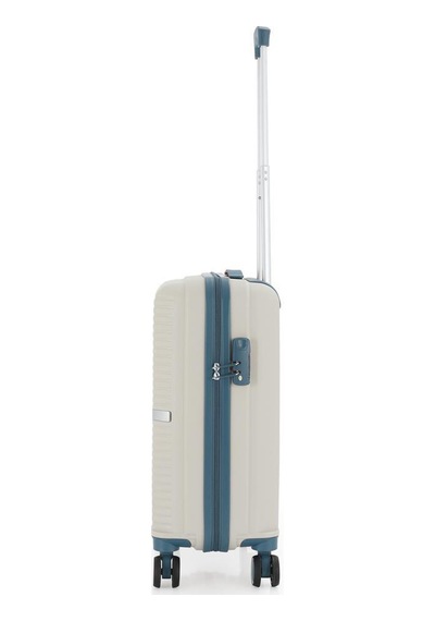 Mçs Bavul Orta Ve Kabin 2li Set Kırılmaz Silikon Valiz V374 Kemik/skyblue Kemik