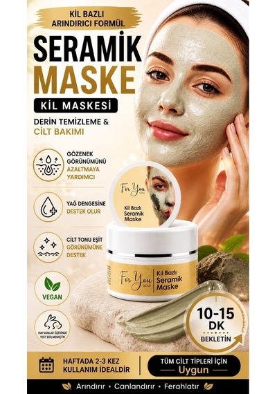 Gözenek Sıkılaştırıcı, Akne-sivilce Karşıtı, Cilt Sıkılaştırıcı, Seramik Kil Maskesi 100 Ml