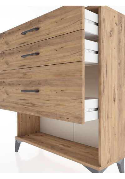 Arges Şifonyer 3 Çekmeceli 88x30x106 Çam-çam Çam