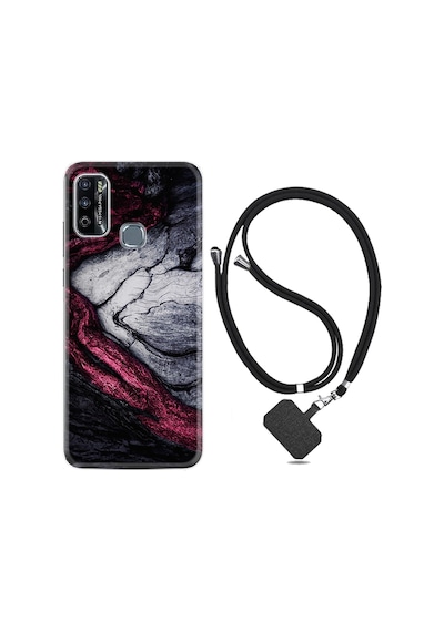 Infinix Hot 9 Play Kılıf Boyun Askılı Purple Gray Marble 1617