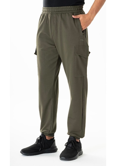 Maraton Sportswear Oversize Erkek Ribana Paça Basic Haki Eşofman Altı 22396 Haki