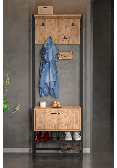 Metal Portmanto Kahverengi 180 Cm Çok Renkli
