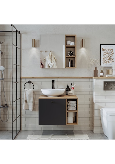 Lotus Lavabolu Mdf 65 Cm Banyo Dolabı + Aynalı Üst Dolap Atlantik Çam - Antrasit Lotus Lavabolu Mdf 65 Cm Banyo Dolabı + Aynalı Üst Dolap Atlantik Çam - Antrasit