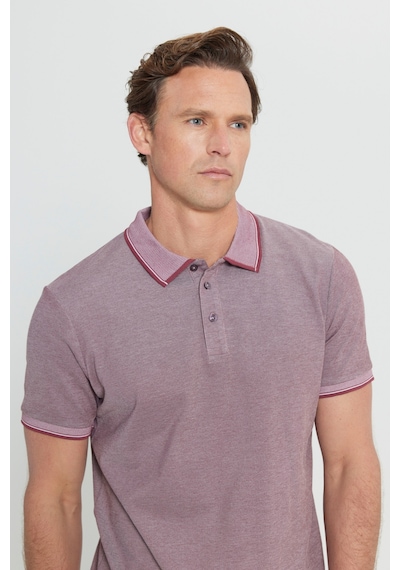 AC&Co / Altınyıldız Classics 4A4820200047BRDM Düğmeli Polo Yaka Cepsiz Slim Fit Erkek Tişört Bordo