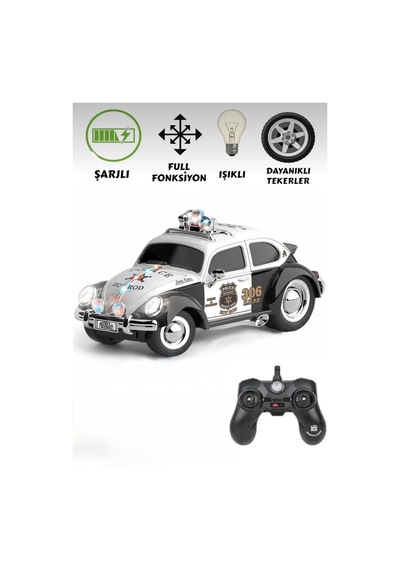 Uzaktan Kumandalı Sesli Işıklı 24 GHz USB Şarjlı 1:16 Ölçekli Oyuncak VosVos Drift Polis Aracı