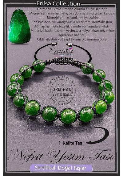 Sertifikalı Aaa+ Kalite Gerçek Nefrit Yeşim Taşı Bileklik Çok Renkli