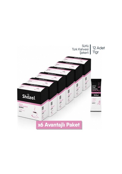 Shazel Hazır Sütlü Türk Kahvesi Şekerli - 11gr X 12 Adet