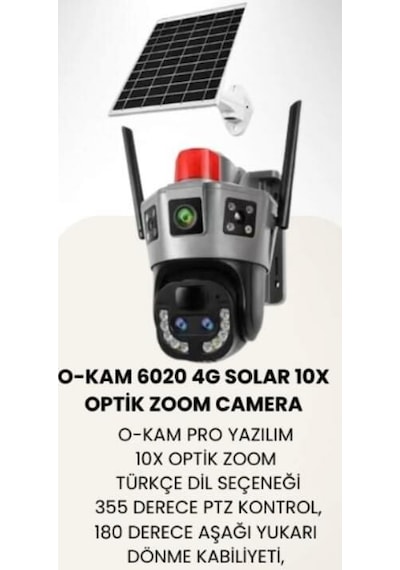 O-kam 6020 4g Solar 2 Lens 3 Görüntü 10x Optik Zoom Kamera