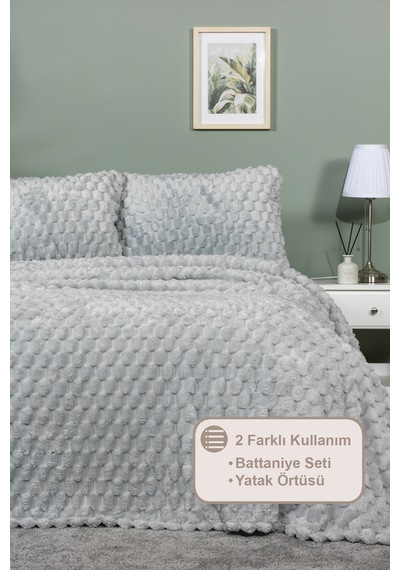 Elart Polen Battaniye Seti Tek Kişilik Wellsoft 2 Parça 180x240 Cm Gri Gri