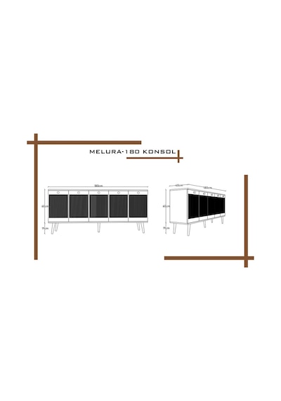 Melura Konsol 180 Cm %100 Mdf Lake Ahşap Ayaklı Beyaz