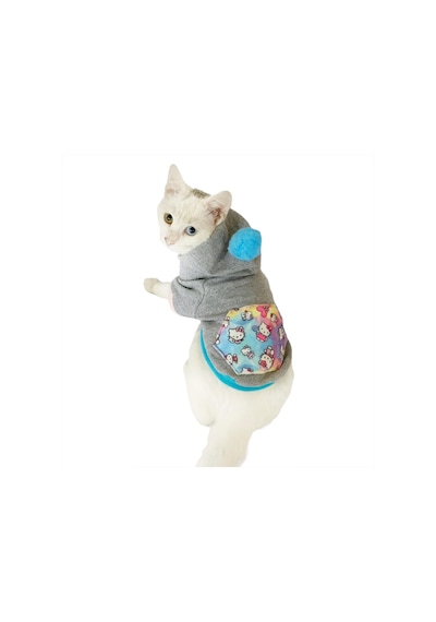 Kemique Kitty Grey Kapsonlu Sweatshirt Kedi Süveteri