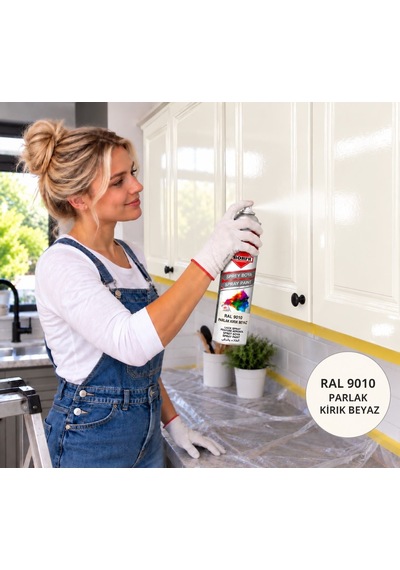 Ral 9010 Beyaz Sprey Boya Parlak Kırık Beyaz Akrilik Börfh 400 Ml 6025008 0001 Beyaz