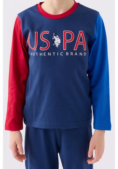 U.s. Polo Assn. 1919 Authentic Brand Erkek Çocuk Uzun Kol Pijama Takım İndigo
