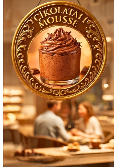 Çikolatalı Mousse Temalı İpli Ahşap Kapı Duvar Süsü, Pastane, Tatlı Dükkanı, Cafe Tablo Dekoru