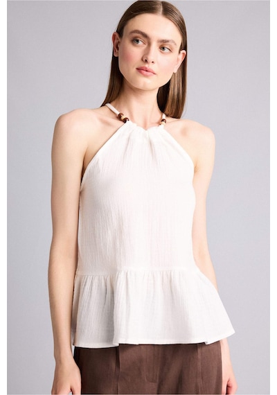 Defacto Regular Fıt Halter Yaka Müslin Kolsuz Bluz H5972ax26smwt34 Beyaz-wt34