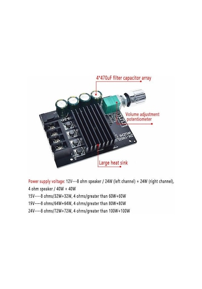 Zk-1002L 2X100W 5.0 Bluetooth Amfi Devresi