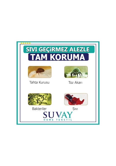 Suvay Su Sıvı Geçirmez Fitted Yatak Koruyucu Alez %100 Pamuk