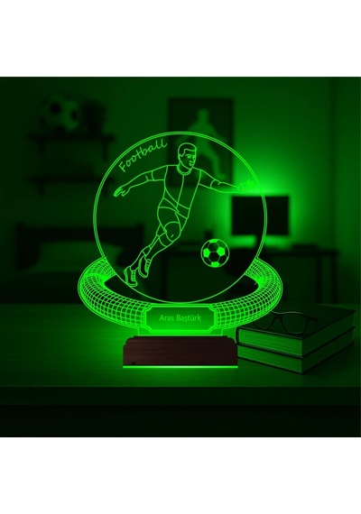 Luvivia Futbolcu Hediye Futbol Tasarım Kişiye Özel 3d Lamba - Masa Gece Lambası