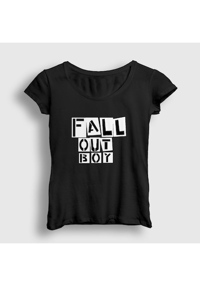 Presmono Kadın Boxes Fall Out Boy T-shirt Siyah