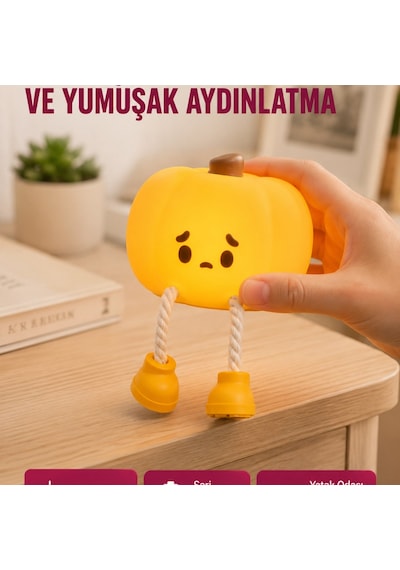 Pumpkin Led Night Light Dokunmatik Şarjlı Silikon Gece Lambası Yeni Nesil Renkli