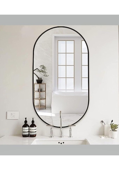 Model Alfa Dekoratif Ayna Duvar Aynası Konsol Aynası Mdf Elips Ayna 90 X 50 Siyah