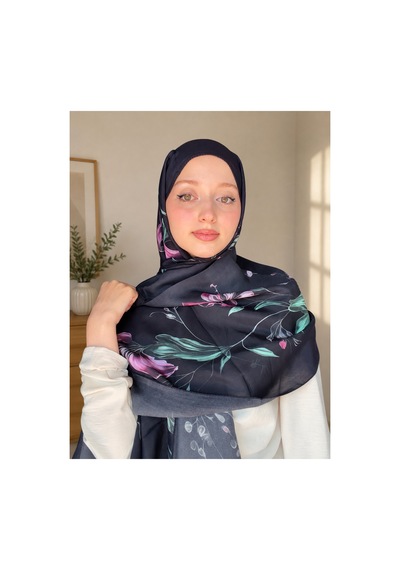 B Blueberry İtalia Soft Pamuk Viskon Şal lacivert