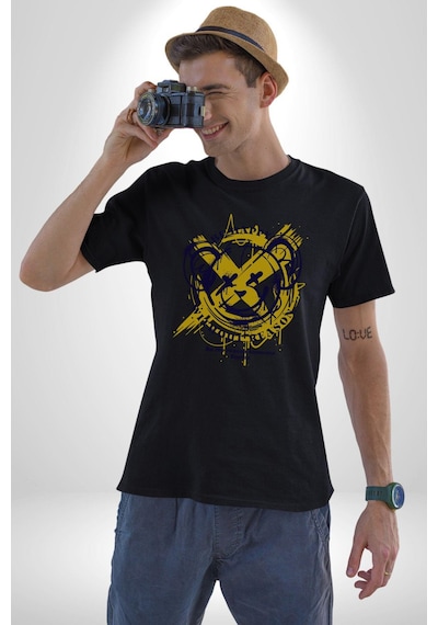 Sebep Olmadan Mutlu Ol Unisex Unisex Siyah Organik Baskılı T-shirt Penye Yüksek Kalite Siyah