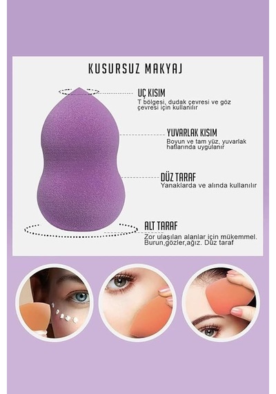 Tr Makyaj Süngeri Seti, Göz Farı Uygulama Çubuğu 10'lu, Latex,free Beauty Blender Süngerleri, Çift Taraflı Aplik