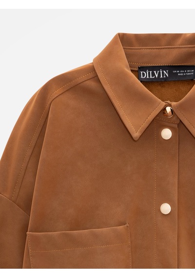 Dilvin 60781 Süet Bomber Ceket-taba Taba