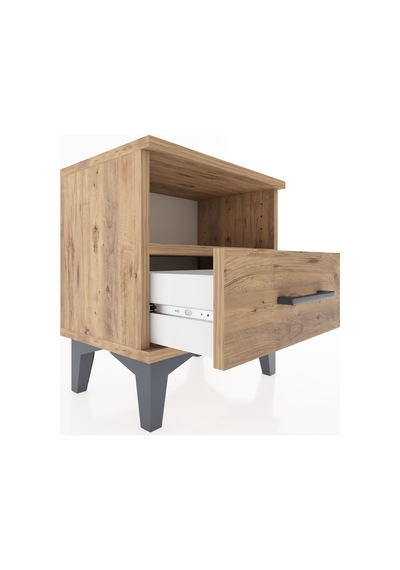 Arges Komodin Tek Raflı Tek Çekmeceli 44x30x48 Çam-çam Çam