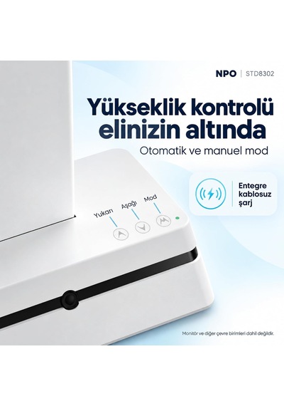 Std8302 Yüz Algılayıcılı Otomatik Ayarlı 17-27 20kg Kablosuz Şarjlı Vesa Çift Monitör Tutucu