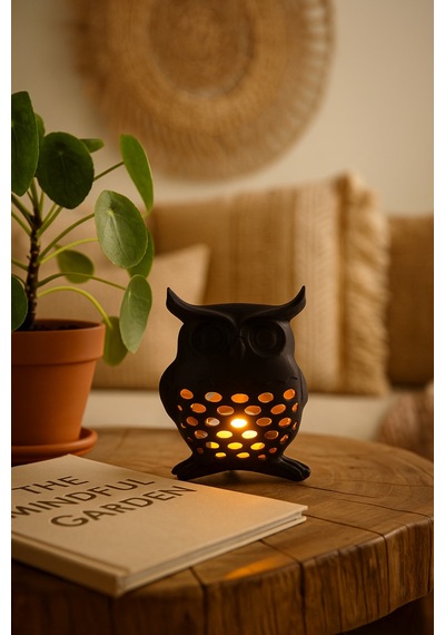 3d Dekoratif Baykuş Mumluk, Tealight Mumluk, Bohem Rustik Ev Dekoru, Hediyelik Romantik Aydınlatma