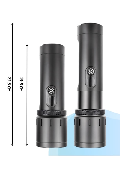 Gp-286 80watt 8000lm Çok Fonksiyonlu Şarjlı El Feneri - Güçlü Işık / Yüksek Kapasite Kırmızı-mavi Flaşör Gri
