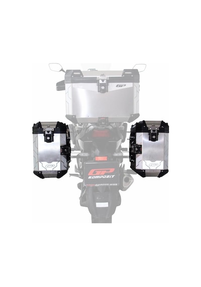 Gp Kompozit Universal 40 Lt X 2 Alüminyum Motosiklet Yan Çanta Seti Gri Siyah